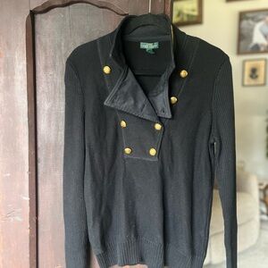 Ralph Lauren Black Sweater with Gold Accents